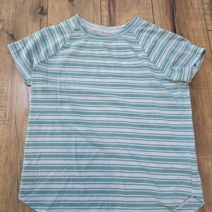 Athleta Green and White Striped Tee